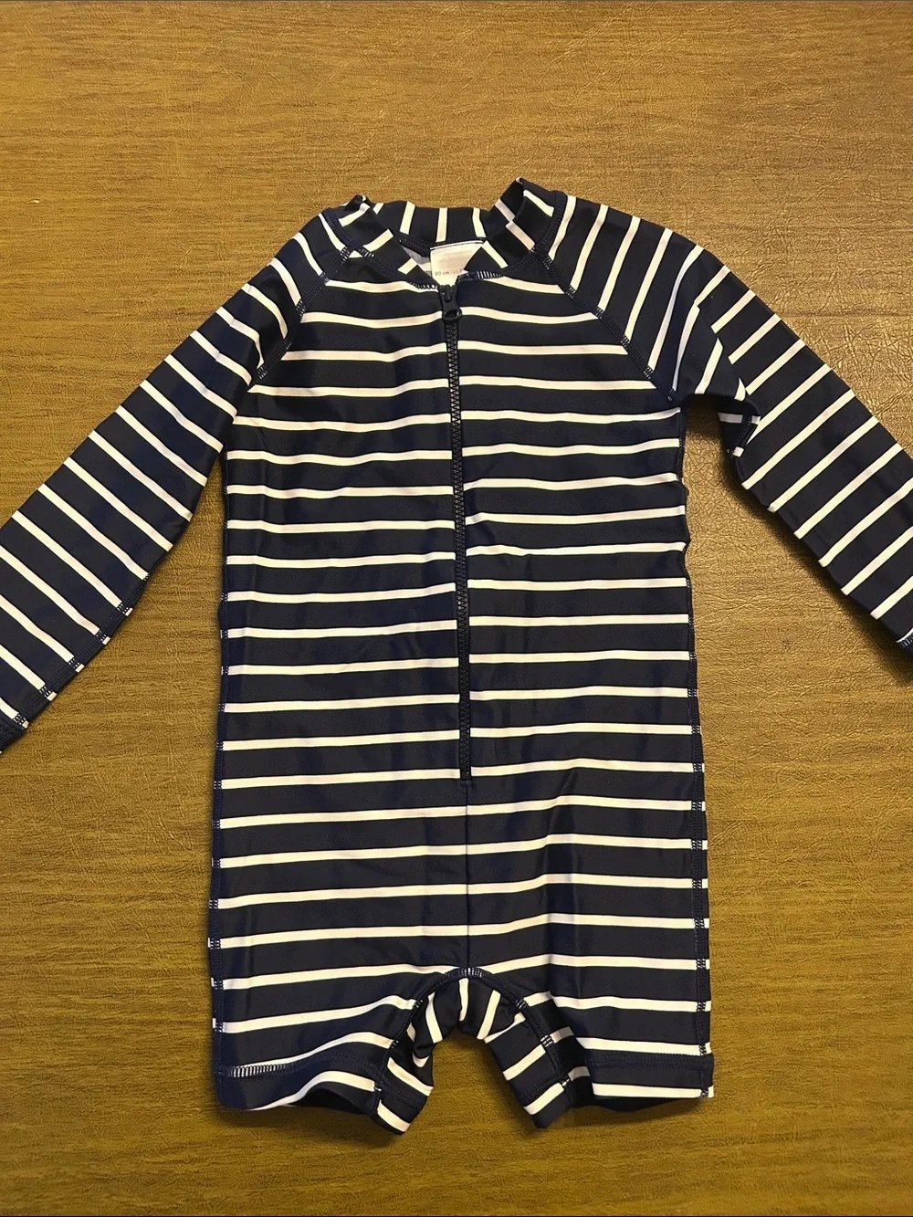 Hanna Andersson Striped Navy and White Baby Rashguard One-Piece size 18-24